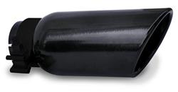 Exhaust Tip, Single, Round, Clamp-on, Black, 2.0 in. Inlet, 3.0 in. Outlet, 6.0 in. Length, Each