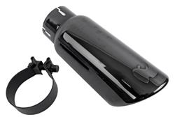 Exhaust Tip, Single, Round, Clamp-on, Stainless, Black Chrome, Slant Cut, 3 in. Inlet I.D., 10 in. Length, Each