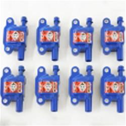 Ignition Coils, Malevolent, Coil Pack Style, Socket, 85,000 V, Epoxy, Square, Blue, Chevy, Pontiac, Set of 8