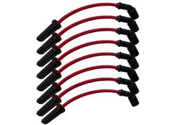 Spark Plug Wire Sets, Assembled, Solid Core, Black Boots, Red Wires, 8.00mm Diameter, Cadillac, Chevrolet, GMC, 6.2L Gen V, Set