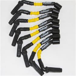 Spark Plug Wire Sets, Assembled, Solid Core, Black Boots, Yellow Wires, 8.00mm Diameter, Buick, Cadillac, Chevrolet, GMC, Pontiac, V8, Set