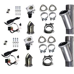 Exhaust Cutouts, Dual, Electric, Round, Clamp-On, 3.00 in. Diameter, Steel, Kit