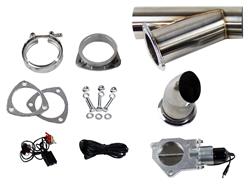 Exhaust Cutout, Single, Electric, Round, Weld-On, 2.25 in. Diameter, Stainless Steel, Kit