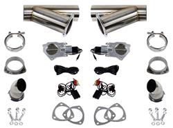 Exhaust Cutouts, Dual, Electric, Round, Weld-On, 2.25 in. Diameter, Stainless Steel, Kit