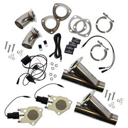 Exhaust Cutouts, Dual, Electric, Round, Weld-On, 2.50 in. Diameter, Stainless Steel, Kit