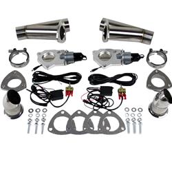 Exhaust Cutouts, Dual, Electric, Round, Weld-On, 3.00 in. Diameter, Stainless Steel, Kit