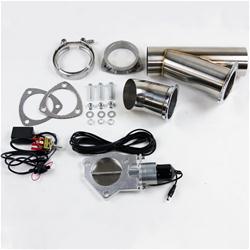 Exhaust Cutout, Single, Electric, Round, Weld-On, 4.00 in. Diameter, Stainless Steel, Kit