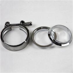 Exhaust Clamp, V-Band, 2.500 in. Pipe Diameter, Stainless Steel, Includes V-Band Clamp and Male to Female Interlocking Flanges, Kit