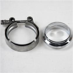 Exhaust Clamp, V-Band, 2.500 in. Pipe Diameter, Stainless Steel, Includes V-Band Clamp and Flat Mating Flanges, Kit