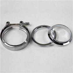 Exhaust Clamp, V-Band, 3.000 in. Pipe Diameter, Stainless Steel, Includes V-Band Clamp and Male to Female Interlocking Flanges, Kit