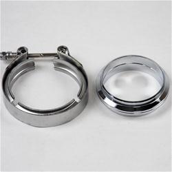 Exhaust Clamp, V-Band, 3.000 in. Pipe Diameter, Stainless Steel, Includes V-Band Clamp and Flat Mating Flanges, Kit