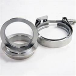 Exhaust Clamp, V-Band, 4.000 in. Pipe Diameter, Stainless Steel, Includes V-Band Clamp and Male and Female Interlocking Flanges, Kit
