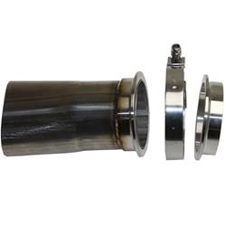 Exhaust Adapter, 3 in. Round to 3 in. Oval Adapter, with V-Band Connection, Includes V-Band Clamp and Ring, Stainless Steel, Each