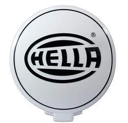 Auxiliary Light Covers, Stone Shields, Fits Hella 700FF Series Lights, Plastic, White, Black Hella Logo, Each