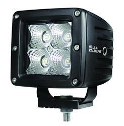 Cube Lights, Value Fit LED Driving, Clear, 2 Lamps, 4 LEDs Each, 12 Watts, Black Aluminum Housing, Hella, Kit