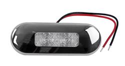 Interior Lights, LED Oval Flushmount Lamps, Oval, Stainless Steel, Polished, Red Lens, 0.394 in. Height, 1.141 in. Width, 3.313 in. Length, Each