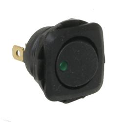 Toggle Switch; Rocker Switch; On/Off; Flush Mount; Round Mounting Hole; Max Load 12V 20A; Three 0.1875 in. Bla