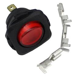 Rocker Switch, Lighted, Red, 12 V, 20 amps, Blade Type Terminal, Steel/Plastic, Each