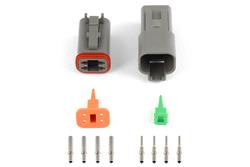 Plug and Pins Only - Matching Set of Deutsch DT-4 Connectors (DT06-4S + DT04-4P) - ( 13 Amp)