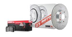 Brake Rotors and Pads, Rear, Drilled/Slotted, Zinc Plated, HPS 5.0 Pads, Volkswagen, Kit