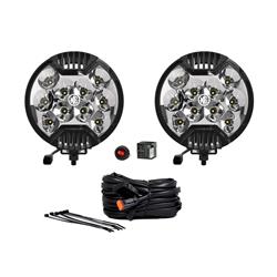 Driving Lights, SlimLite, LED, Round, Black, Clear Lens, 6.0 in. Diameter, 12 V, 50 Watts, Kit