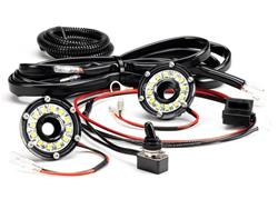 Auxiliary Lights, HiLiTES Cyclone LED, Underhood, Round, Clear, 6-16 V, 5.0 watts, Black Housing, Pair