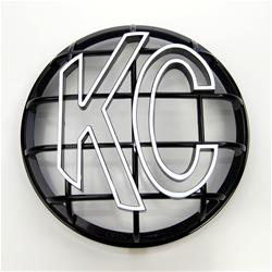 Auxiliary Light Cover, Stone Guard, Round, Plastic, Black, KC White Logo, 6 in. Diameter, Apollo, Each