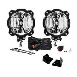 Auxiliary Lights, Gravity LED Pro6, LED Spot Style, Round, Clear Bulb and Lens, Black Housing, 6 in. Diameter, 9-32 V, Jeep, Kit