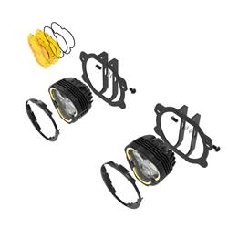 Auxiliary Lights, Flex ERA 3 Dual Mode, LED, Triangular, Driving/Fog, Aluminum Housing, Black, Clear/Yellow Lenes, Jeep, Kit