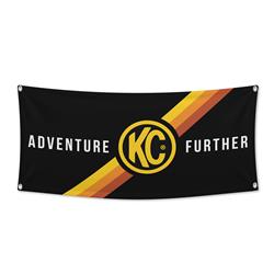 36"x72" KC Banner - Adventure Further - Outdoor - Black / Yellow KC Logo