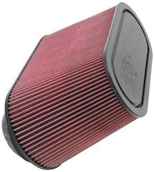 Air Filter Element, Oval Shape, Conical Flange, 9 in. Tall, High-Flow Race, Cotton Gauze, Red, Oiled, Each