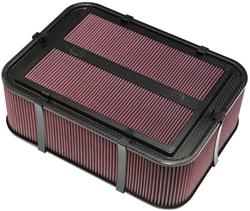 Air Cleaner Top, Air Box, Element Top, Carbon Fiber, Universal, 19 in. Long, 14 in. Wide, 6 1/2 in. Tall, Cotton Gauze, Red, Oiled, Each