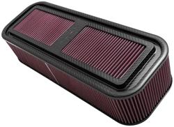 Air Cleaners, Air Box, Carbon Fiber, 2 in. to 2 5/8 in Opening, 19 in. Long, 7 in. Wide, 4 3/8 in. Tall, Element Filter Top, Cotton Gauze, Red, Kit