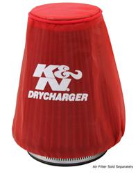 Air Filter Wrap, DryCharger, Conical, Polyester, Red, 6 in. Tall, 3 in. Top Diameter, 5 1/4 in. Base Diameter, Each