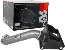 Air Intakes, Dry Flow System, Aluminum Tube, Gray, Synthetic Element, Dry, Black, Ford, Trucks, 5.0L, Each