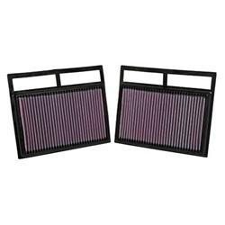 Air Filter Element, Oiled, Cotton Gauze, Red, Panel, 9.75 in. Long, 8.25 in. Wide, 1.13 in. Tall, Mercedes-Benz, 6.0L, Pair