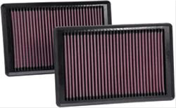 Air Filter Element, Oiled, Cotton Gauze, Red, Panel, 9.75 in. Long, 6.31 in. Wide, 1.00 in. Tall, Jaguar, 4.2L, 5.0L, Pair