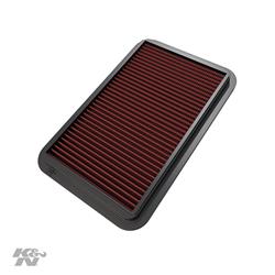Air Filter Element, Oiled, Cotton Gauze, Red, Panel, 10.06 in. Long, 6.38 in. Wide, 0.94 in. Tall, Mazda, 1.8L, Each