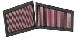 Air Filter Element, Oiled, Cotton Gauze, Red, Panel, 9.81 in. Long, 8.25 in. Wide, 0.69 in. Tall, Mercedes-Benz, 3.0L, Pair