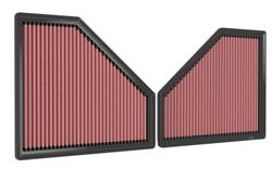 Air Filter Element, Oiled, Cotton Gauze, Red, Panel, 10.19 in. Long, 9.50 in. Wide, 1.13 in. Tall, BMW, 3.0L, Pair