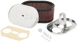 Air Cleaner Assembly, Rectangular, 7 in Long, 4.5 in Wide, 3.25 in. Tall, 1.88 in. Inlet, Steel, Chrome Finish, Cotton Gauze Filter, Oiled, Red, Kit