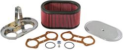 Air Cleaner Assembly, Oval, 8.88 in Long, 5.25 in Wide, 4.50 in. Tall, 2.19 in. Inlet, Steel, Chrome Finish, Cotton Gauze Filter, Oiled, Red, Each