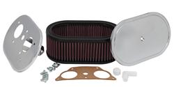 Air Cleaner Assembly, Oval, 8.88 in Long, 5.25 in Wide, 3.25 in. Tall, 1.75 in. Inlet, Steel, Chrome Finish, Cotton Gauze Filter, Oiled, Red, Each