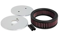 Air Cleaner Assembly, Round, 1.50 in. Inlet, 1.75 in. Tall, 5.88 in. Outside Diameter, Steel, Chrome Finish, Cotton Gauze, Oiled, Red, Each