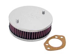 Air Cleaner Assembly, Round, 1.63 in. Inlet, 2.00 in. Tall, Steel, Chrome Finish, Cotton Gauze, Oiled, Red, Each