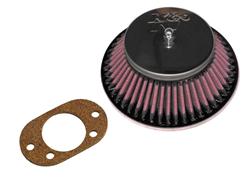 Air Cleaner Assembly, Oval, 1.88 in. Inlet, 2.09 in. Tall, Steel, Chrome Plated, Cotton Gauze, Oiled, Red, Each