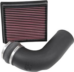 Air Intake, 57 Series FIPK, Polyethylene Tube, Black, Cotton Gauze Filter, Oiled, red, with Stainless Clamps, Ram, 2500, 3500, 6.7L, Kit