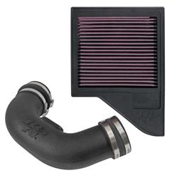 Air Intake, 57 Series FIPK, Polyethylene Tube, Black, Cotton Gauze Filter, Oiled, Red, with Stainless Clamps, Ford, Mustang, 5.0L, Kit