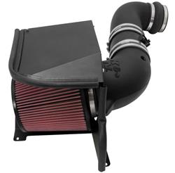 Air Intake, 57 Series FIPK, Polyethylene Tube, Black, Cotton Gauze Filter, Oiled, Red, with Stainless Clamps, Chevy, GMC, 2500, 3500, 6.6L, Kit