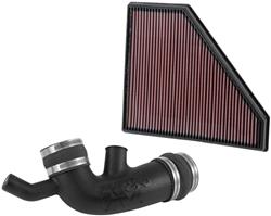 Air Intake, 57 Series FIPK, Polyethylene Tube, Black, Cotton Gauze Filter, Oiled, Red, with Stainless Clamps, Cadillac, CTS, Chevy, Camaro, 3.6L, Kit